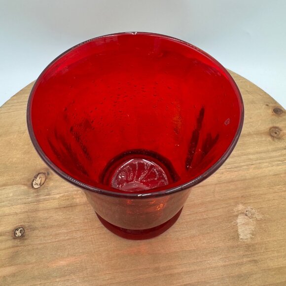 Ruby Red Hurricane Glass Vase Candle Holder Flare Top Holiday Decor - Picture 2 of 9